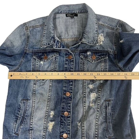 STS Blue Womens Size Medium Distressed Denim Jean Jacket - Picture 4 of 6